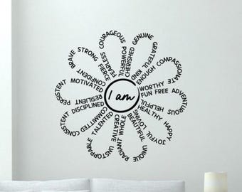 I Am Affirmation Wall Decal Vinyl Sticker Motivational Positive Words Sign Wall Art Decor Gift Poster No Background Indoor Outdoor 3777
