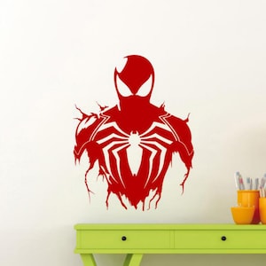 Spiderman Wall Decal Vinyl Sticker Superhero Wall Art Kids Decor Stencil Poster Gift One Color No Background Decal for Wall Window Car 3737