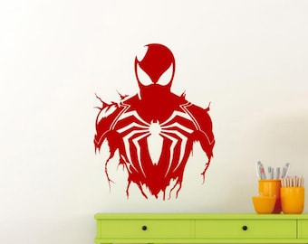 Adesivo da parete Spiderman Adesivo in vinile Supereroe Arte da parete per bambini Decorazione stencil Poster Regalo Un colore senza sfondo Adesivo per parete Finestra Auto 3737