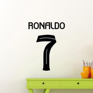 Ronaldo muurtattoo vinyl sticker nummer 7 jersey voetbal muur kunst voetbal kinderen decor stencil poster cadeau een kleur geen achtergrond sticker 3698