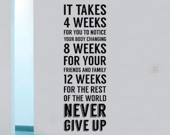 It Takes 4 8 12 Weeks Fitness Wall Decal Never Give Up Inspirational Quote Workout Vinyl Sticker Art Sports Training Room Gym Decor q51