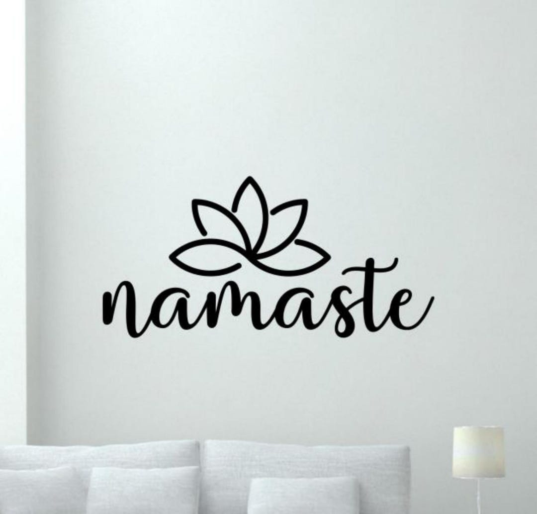 Namaste Wall Decal Vinyl Sticker Lotus Flower Welcome Sign Yoga Studio ...