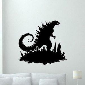 Godzilla Wall Sticker Vinyl Decal Monster Wall Art Wall Decor Stencil Poster Gift One Color No Background Decal for Wall Window Car 3636