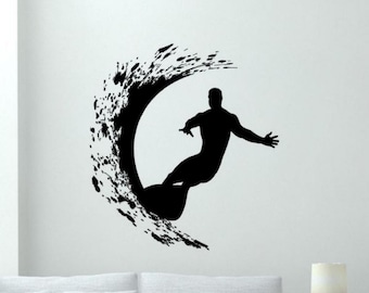 Surfer Wall Sticker Vinyl Decal Surfing Wall Art Surf Gift Beach Decor Ocean Sea Sign Stencil Poster Door Window Car Truck Laptop 32sng