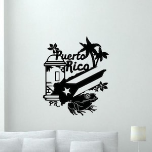 Pegatina de vinilo de Puerto Rico para pared, mapa de bandera de Puerto Rico, decoración artística de pared, póster de regalo, plantilla de letrero Mural 2404