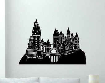 Castle Wall Sticker Vinyl Decal Wall Art Wizard School Wall Decor Stencil Poster Gift One Color No Background Decal for Wall Window Car 3746