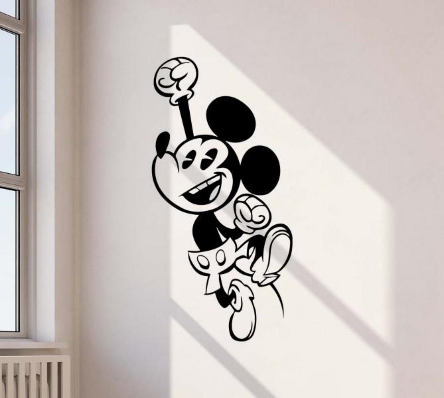 Mickey Wall Sticker Vinyl Decal Retro Wall Art Wall Decor Stencil ...