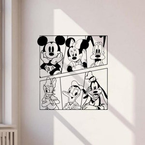 Mickey and Friends Decal Vinyl Wall Sticker Nursery Wall Art Kids Decor Baby Poster Gift Mural Self Adhesive No Background Stencil Sign 2371