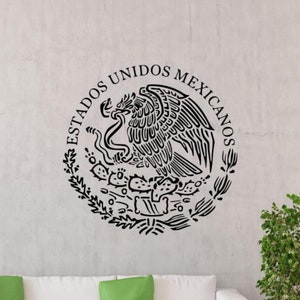 Pegatina de vinilo para pared de Estados Unidos Mexicanos, logotipo de la bandera del águila mexicana, cartel de Arte de la pared Decoración de México, plantilla Mural de regalo 2428