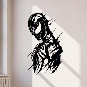 Calcomanía de vinilo para pared de Spiderman, calcomanía de superhéroe para pared, decoración para niños, plantilla, póster, regalo, calcomanía de un solo color sin fondo para pared, ventana, automóvil 3658