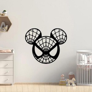 Araña Mickey Orejas pared calcomanía vinilo pegatina superhéroe signo vivero pared arte niños habitación decoración cartel regalo mural sin fondo plantilla 2322