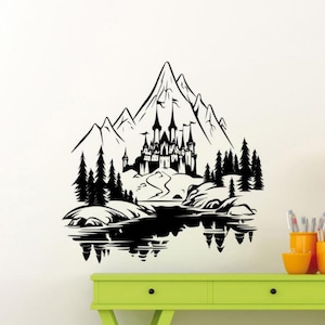 Castle Wall Decal Vinyl Sticker Wall Art Magic Kingdom Wall Decor Nursery Poster Gift One Color No Background Decal for Wall Window Car 3738