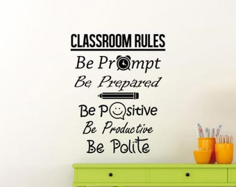 Adesivo de parede de vinil para regras da sala de aula, presente para professores, citação inspiradora, estudo, educação, aprendizagem, letreiro, arte, decoração escolar 171bar