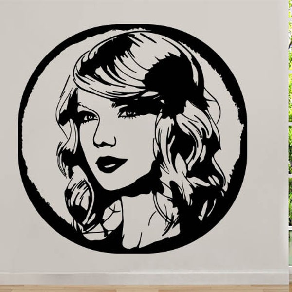 Taylor Swift – autocollant Mural en vinyle, décor de musicien, Art Mural, affiche de conception de maison, cadeau de musique, signe de Portrait Mural tm38