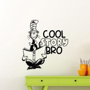 Coole Geschichte Bro Wandtattoo Vinylaufkleber Buch Lesung Lustig Wandkunst Bibliothek Dekor Geschenk Poster Kein Hintergrund Indoor Outdoor Aufkleber 3804