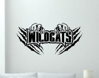 Wildcats Wall Sticker Vinyl Decal Wildcats Mascot Wall Art Football Baseball Basketball Soccer Decor Poster Gift One Color Sign Logo 3676