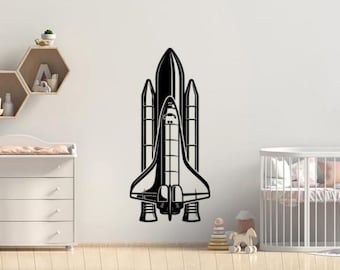 Rakete Wandtattoo Raumschiff Wandkunst Astronaut Geschenk Kinderzimmer Dekor Schild Schablone Poster Tür Fenster Auto LKW Laptop 9rtsp