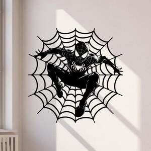 Calcomanía de vinilo para pared de Spiderman, calcomanía de superhéroe para pared, decoración para niños, plantilla, póster, regalo, calcomanía de un solo color sin fondo para pared, ventana, automóvil 3644