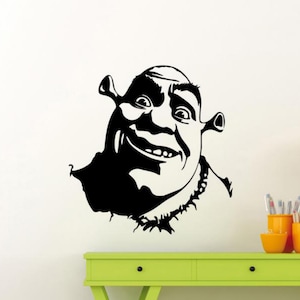 Calcomanía de vinilo para pared de Shrek, decoración de pared para guardería, póster para habitación de niños, regalo, letrero de un solo color sin fondo para pared, ventana, coche 3708