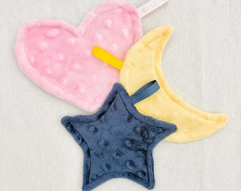 Colorful Crinkle Toys – Star, Moon & Heart Shapes | Sensory Baby Toys with Ribbon Hook