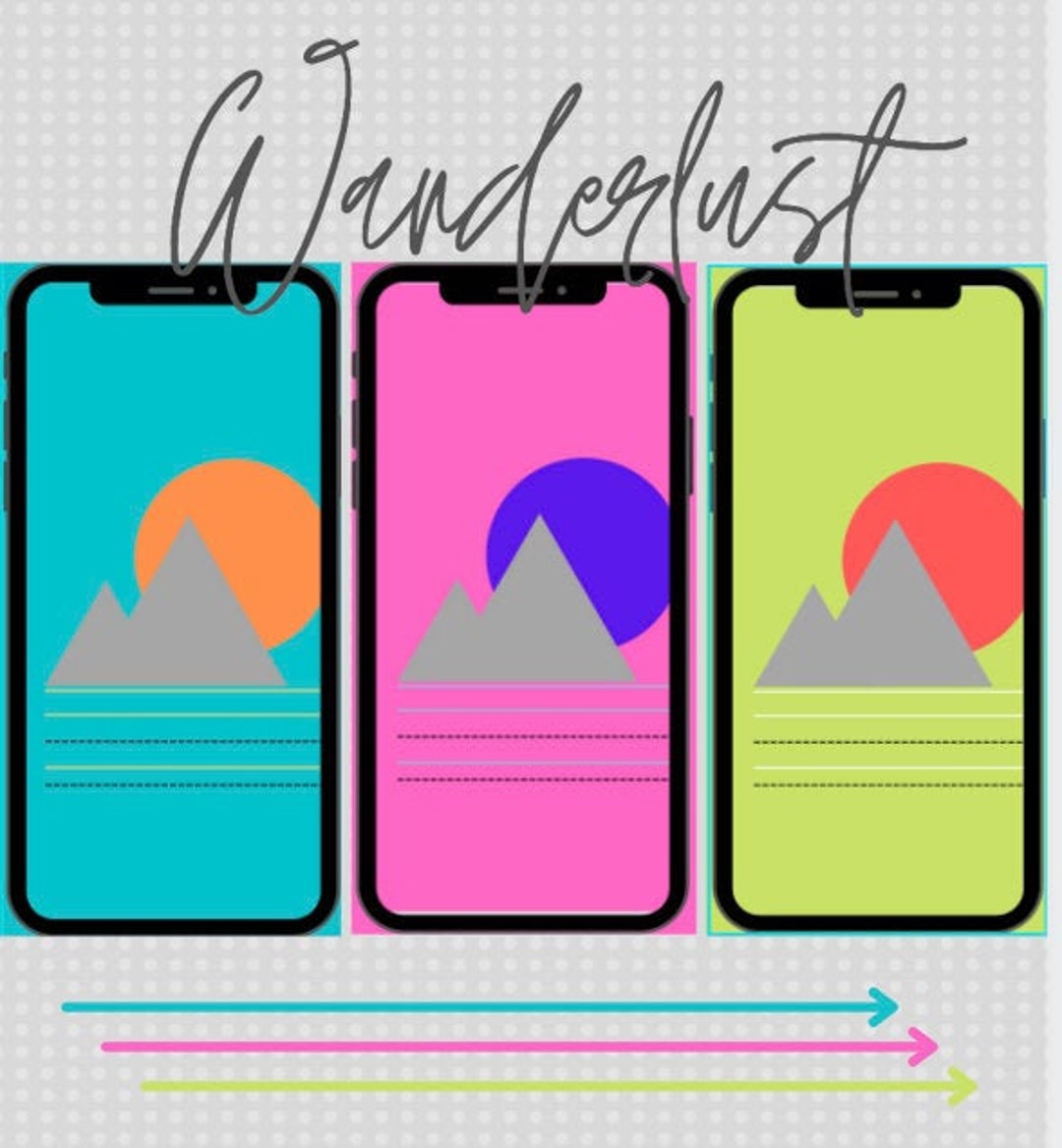 Simple Mountain Wallpaper for iPhone and Android Wanderlust Adventure Minimalist Set of 3 Etsy