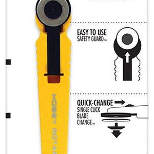 Cortador rotatorio OLFA - 18 mm - Fácil de usar - Protector de seguridad - Cambio rápido de cuchilla con un solo clic - Ideal para curvas y apliques - RTY4-9657