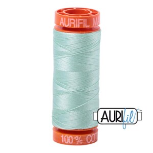 2830 - Aurifil 100% Cotton Mako 50wt Small Spool (200M) Thread - Col. 2830, Mint - A Tula Pink MOON GARDEN Collection Color