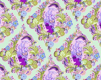Parisville Deja Vu by Tula Pink for FreeSpirit - Marie Antoinette Cameo in Teal - Cameo SORBET - PWTP187.SORBET - Half Yard Increments