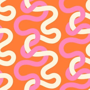 BACKING - 108 &quot;Groove von Emily Van Hoff - Groove TANGERINE DREAM - Pink and Cream Tangles on Orange - 10802227 - Halbe Yard Schritte