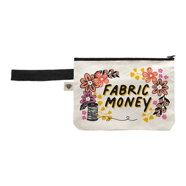 Fabric Money Pouch by Sarah Watts with Ruby Star Society - Moda Fabrics - 10" x 6" Zippered Canvas Bag/Tote with Wristlet Loop - RS7030