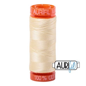 2110 - Aurifil 100% Cotton Mako 50wt Small Spool (200M) Thread - Col. 2110, Light Lemon