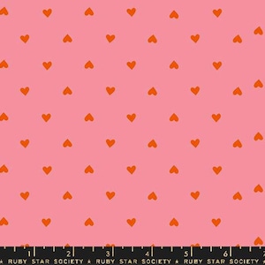 Juicy by Melody Miller - Moda Fabrics - Hearts SORBET - Red Hearts on Pink - RS009114 - stappen van halve werf