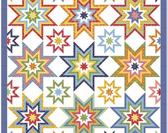 Starry Time Quilt Pattern by American Jane - Makes 94" x 94" Quilt - BOM Pattern - All 9 Months Included - Pattern ONLY - AJ505