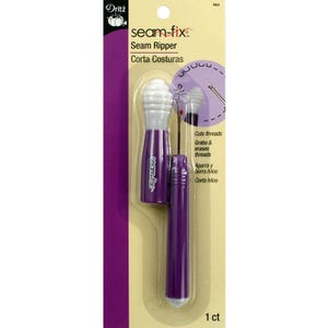 Seam Fix Seam Ripper by Dritz - Cuts/Rips Threads - Grabs/Removes Loose Threads with Rubbery Tip on the Cap - Purple Seam Ripper - 13903