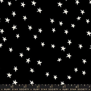 BACKING - 108&quot; Starry Wideback by Ruby Star Alexia Abegg - BLACK w/ White Stars - 200 Thread Count Cotton - RS411150 - Half Yard Increments