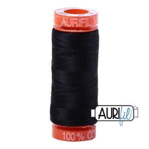 2692 - Aurifil 100% Cotton Mako 50wt Small Spool (200M) Thread - Col. 2692, Black