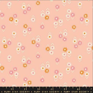Juicy by Melody Miller - Moda Fabrics - Baby Flowers PEACH - Small Flowers on Orange/Peach Backgrund - RS009212 - Half Yard Increments