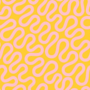 Groove by Emily Van Hoff - Moda Fabrics - Ungespulte Geometrics Swirls Meander SUNSHINE GLOW - Pink / Gelb - 4237214 - Halbe Yard Schritte
