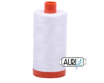 2021 - Aurifil 100% Cotton Mako 50wt Large Spool (1300M) Thread - Col. 2021, Natural White - GREAT FOR PIECING!