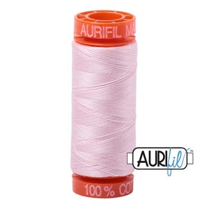 2410 - Aurifil 100% Cotton Mako 50wt Small Spool (200M) Thread - Col. 2410, Pale Pink - A Tula Pink MOON GARDEN Collection Color