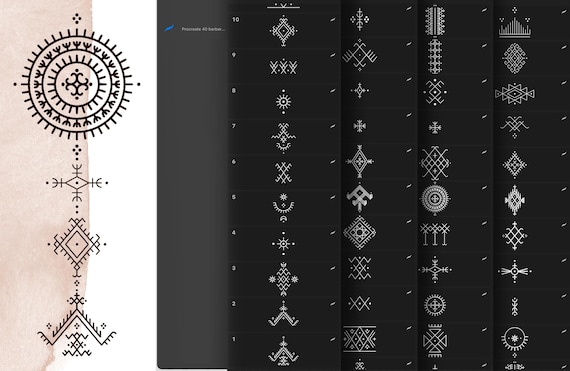 40 Amazigh Berber Tattoo Stamps for Procreate – Tribal, Moroccan