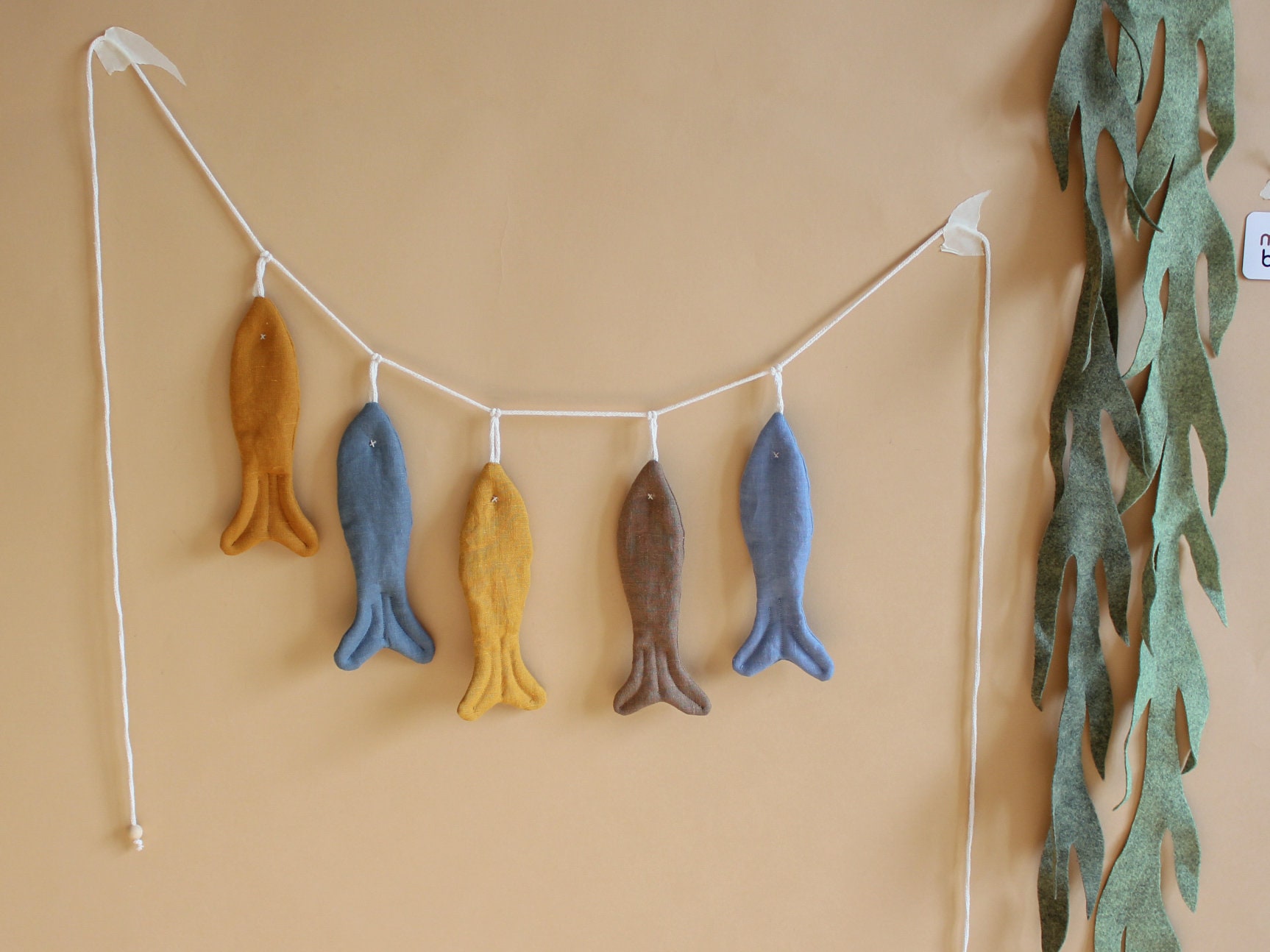 Fish garland Nursery garland Nautical nursery decor Linen Etsy