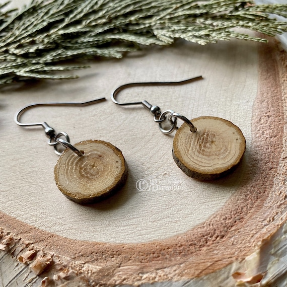 Wood slice earrings sale