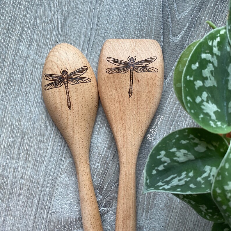 Dragonfly Custom Wood Burned Kitchen Spoons and Spatulas Etsy