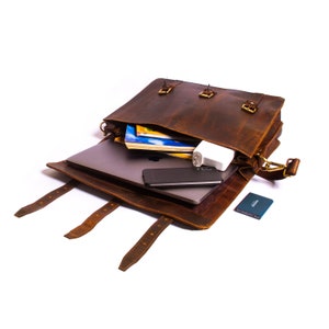 Personalized Leather Bag, Christmas Gift Idea, Leather Satchel, Leather Messenger, Leather Briefcase, Laptop Bag Portfolio, Messenger Bag image 6