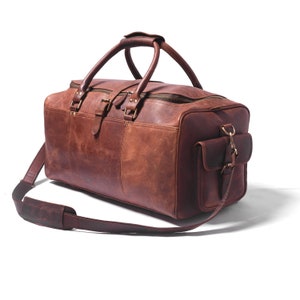 Full Grain Leather Duffle BagPersonalised Gifts For HimMonogrammed Leather Weekender BagLeather HoldallOvernight Travel Bag Gift For Men imagem 4