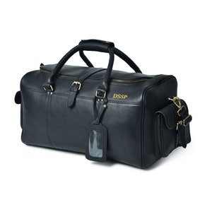 Personalisierte schwarze Leder Weekender Bag Herren handgefertigte Leder Seesack Leder Reisetasche für Ehemann Leder Geschenke für ihn