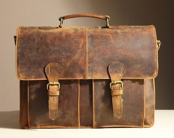 Personalisierte Laptoptasche aus Leder: 15-Zoll-Computertasche, monogrammiertes Geschenk für ihn