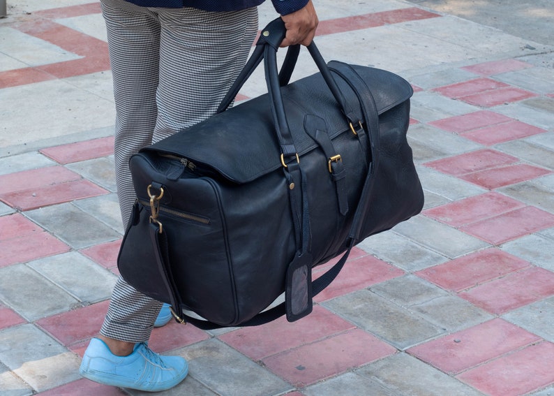 Personalised Leather Duffle Bag Men