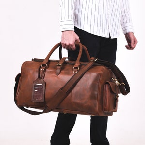 Leather Travelling Bag Brown|Personalized Leather Duffle Bag|Weekend Carry-on Bag| Father&#39;s Day Gifts|Gift For Men|Valentine&#39;s Gift For Him
